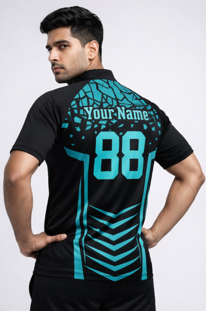 Black - Blue Sports Jersey | Customizable Cricket Jersey