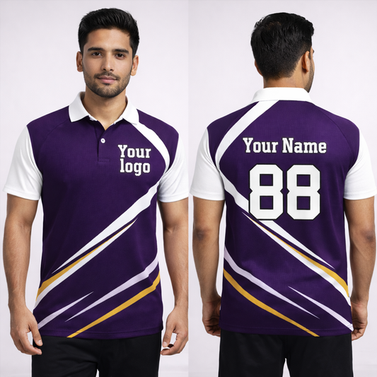 Purple - White Sports Jersey | Customizable Cricket Jersey