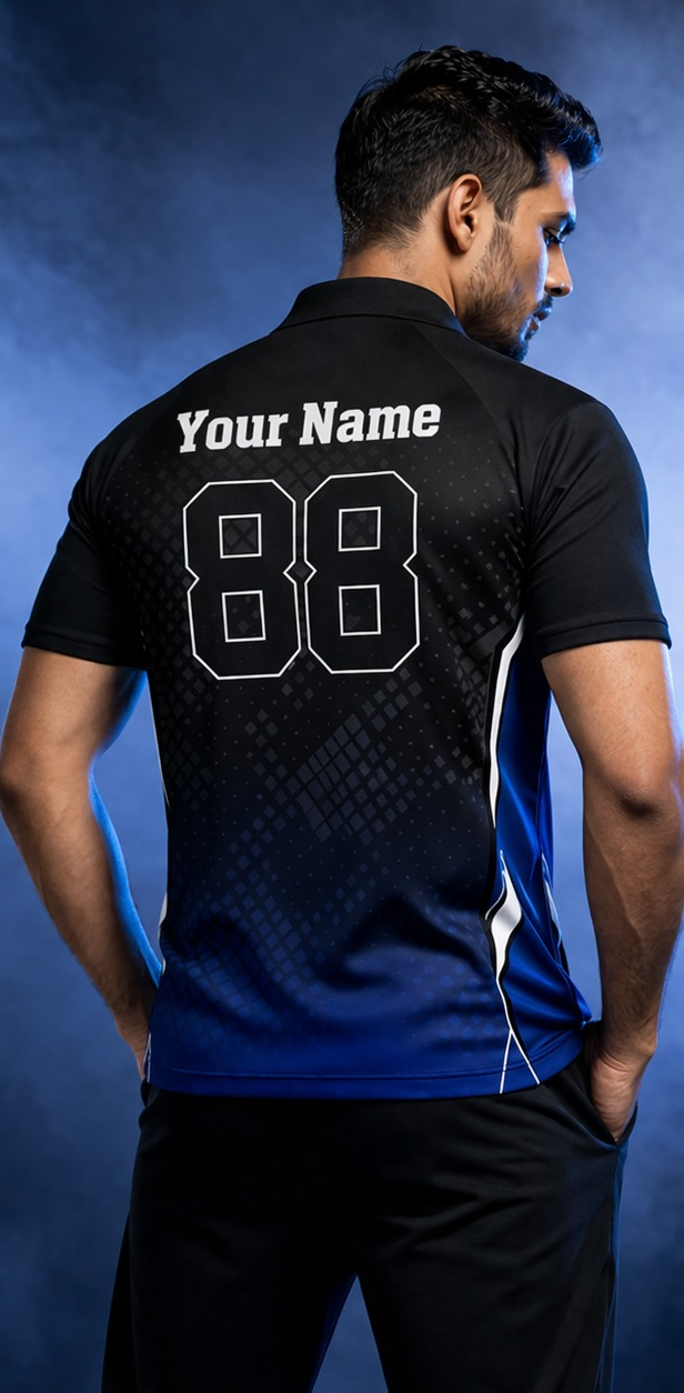 Navy blue - Black Sports Jersey | Customizable Cricket Jersey
