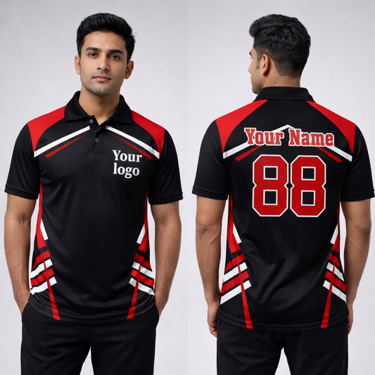 Red - Black Sports Jersey | Customizable Cricket Jersey
