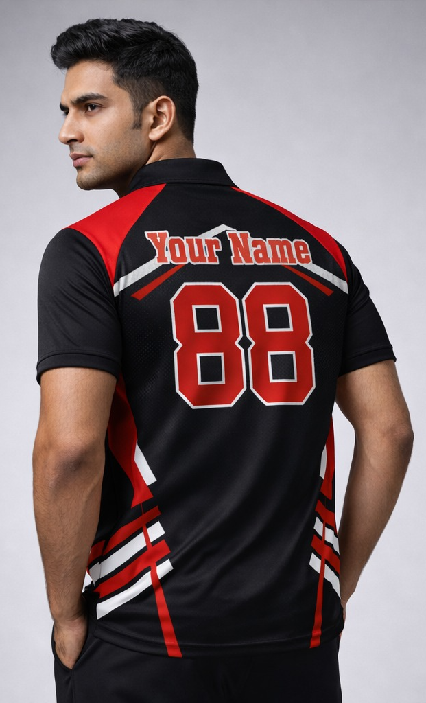 Red - Black Sports Jersey | Customizable Cricket Jersey