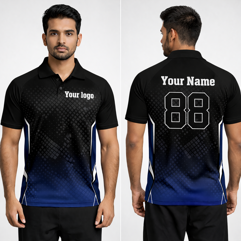 Navy blue - Black Sports Jersey | Customizable Cricket Jersey