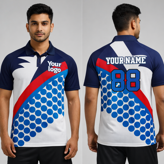 Blue - White Sports Jersey | Customizable Cricket Jersey