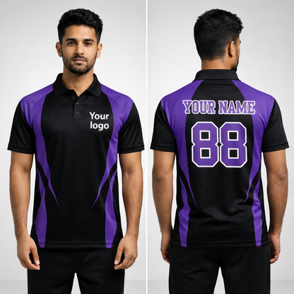 Purple - Black  Sports Jersey | Customizable Cricket Jersey