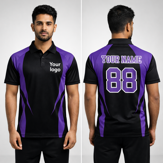 Purple - Black  Sports Jersey | Customizable Cricket Jersey