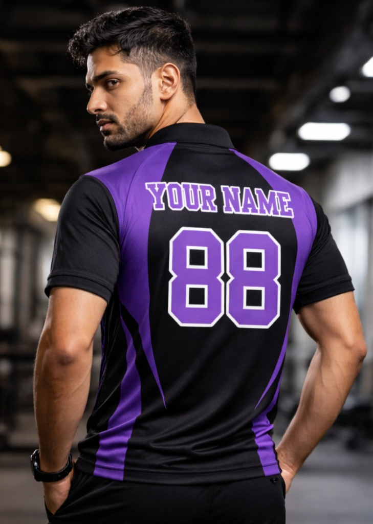 Purple - Black  Sports Jersey | Customizable Cricket Jersey