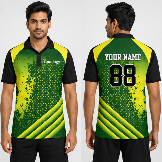 Green-Yellow Sports Jersey | Customizable Cricket Jersey