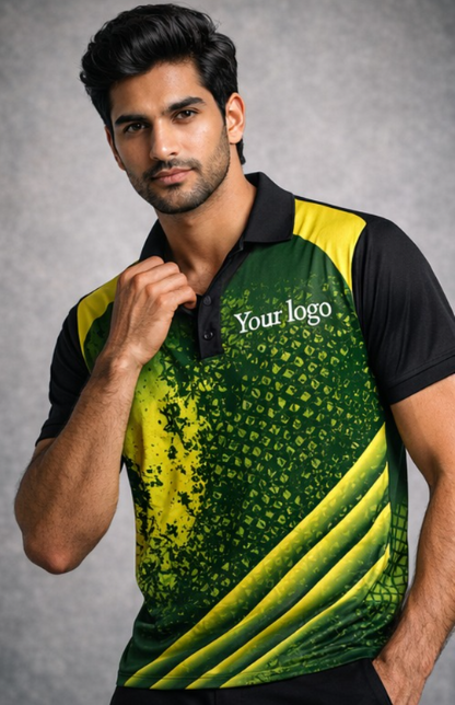 Green-Yellow Sports Jersey | Customizable Cricket Jersey