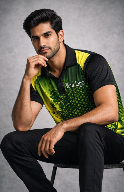 Green-Yellow Sports Jersey | Customizable Cricket Jersey