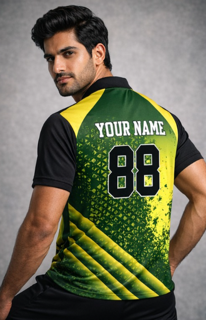 Green-Yellow Sports Jersey | Customizable Cricket Jersey