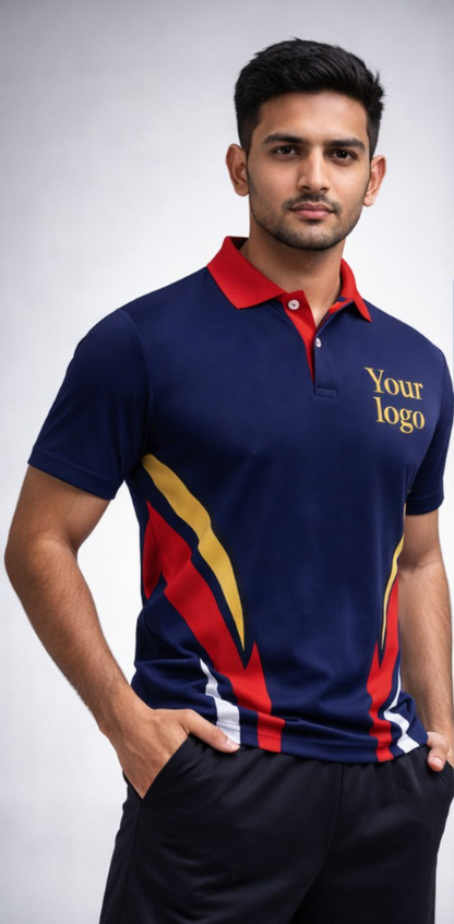 Navy blue-Red Sports Jersey | Customizable Cricket Jersey
