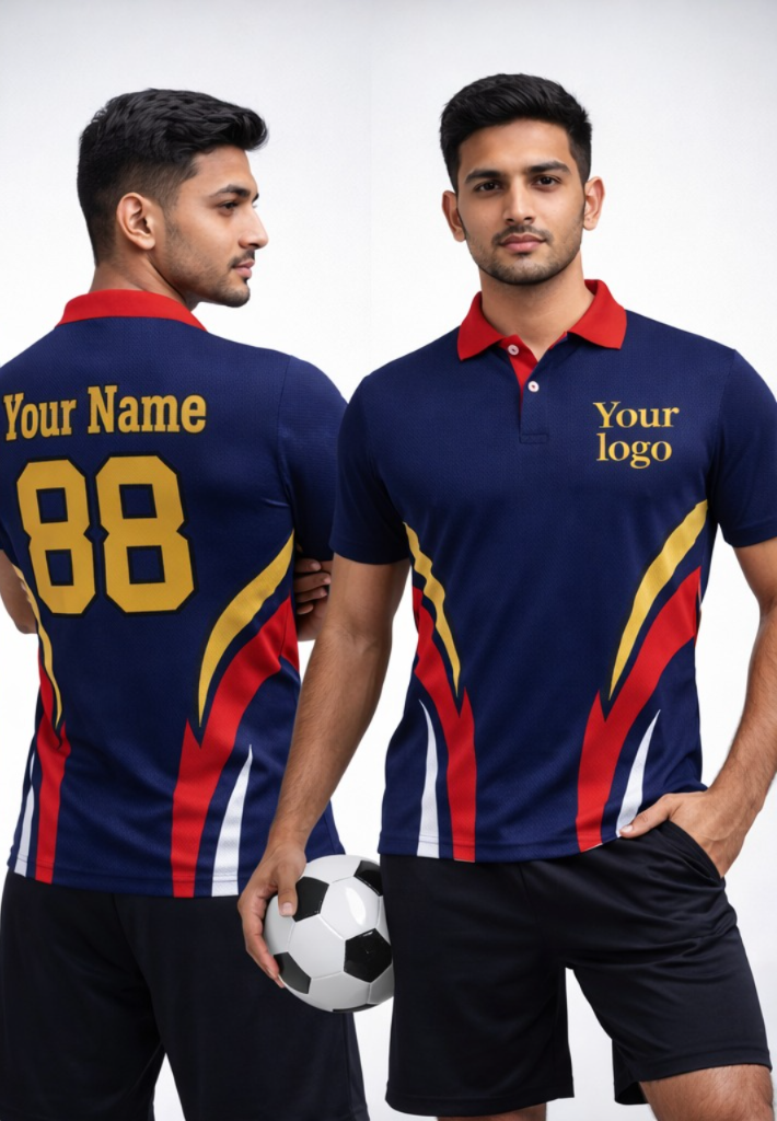 Navy blue-Red Sports Jersey | Customizable Cricket Jersey