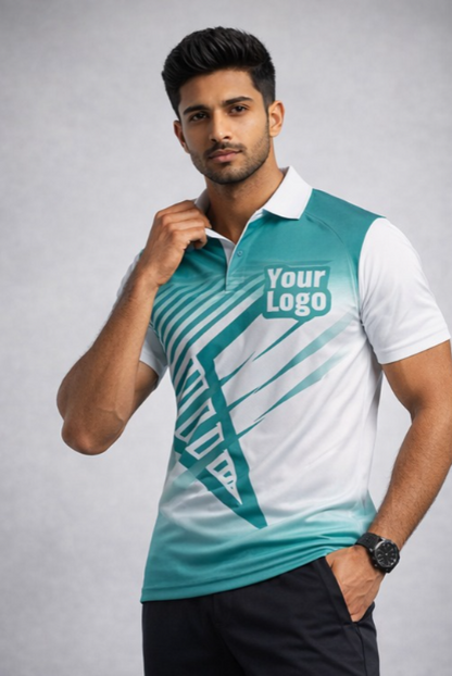 White - Green Sports Jersey | Customizable Cricket Jersey
