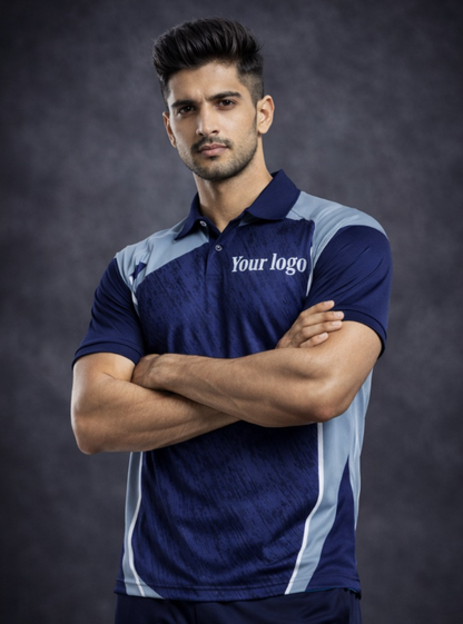 Navy blue - Grey Sports Jersey | Customizable Cricket Jersey