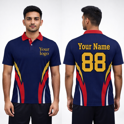 Navy blue-Red Sports Jersey | Customizable Cricket Jersey