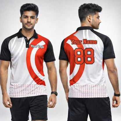 Red - White Sports Jersey | Customizable Cricket Jersey