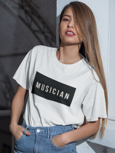 Chinu N Strings Musician White Round neck T-shirt