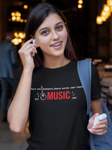 Music Black Round Neck Unisex T-shirt