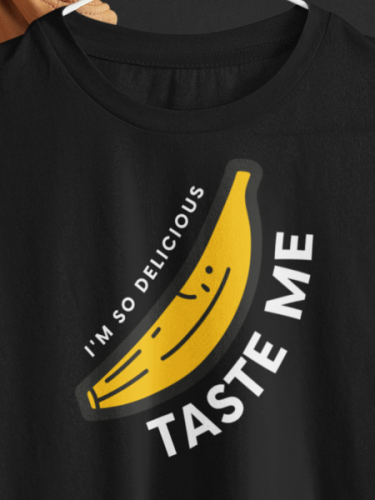 Taste Me Black Round Neck Unisex T-shirt