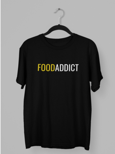 Food Addict Black Round Neck Unisex T-shirt