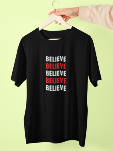 Believe Printed Black T-shirt