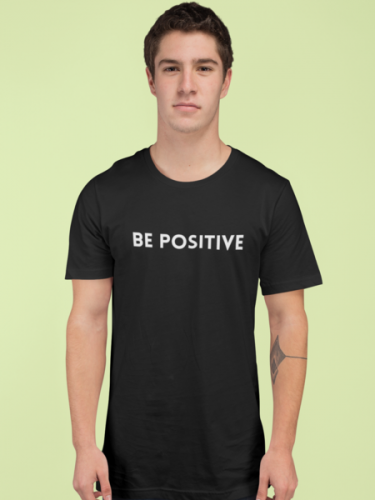 Be Positive Printed Black T-shirt