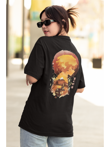 Zenitsu Anime Oversized T-Shirt (Black) | Naach Mubaarak