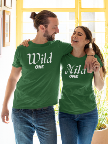Couple T-shirt wild one mild one
