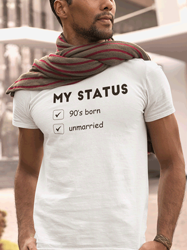 My Status White Round Neck Unisex Tshirt