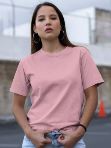 Solid Pink Round Neck Unisex Tshirt